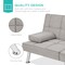 Best Choice Products Modern Linen Convertible Futon Sofa Bed w/ Removable Armrests, Metal Legs, Cupholders